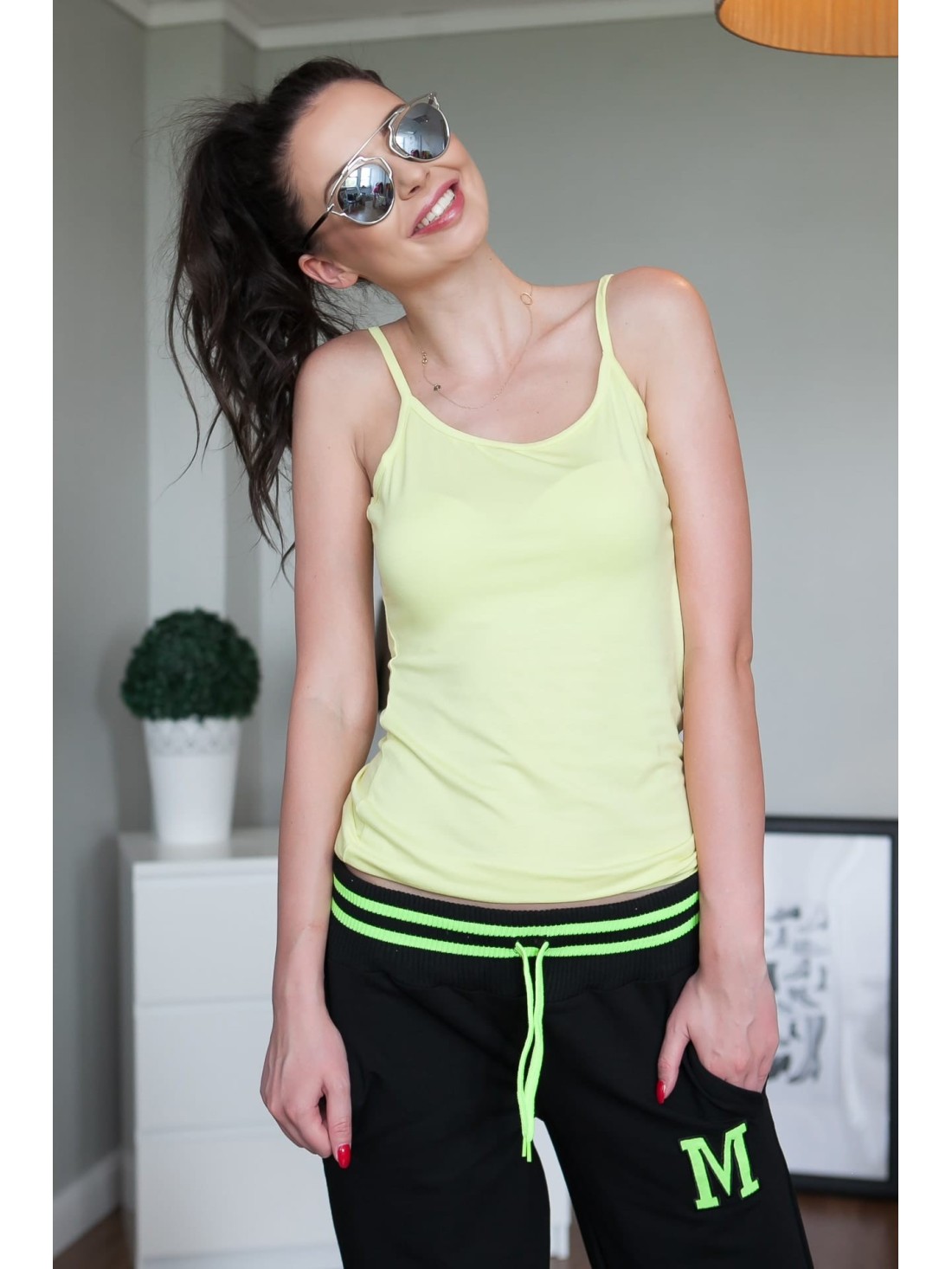 Top with thin straps, yellow 1605 - Online store - Boutique